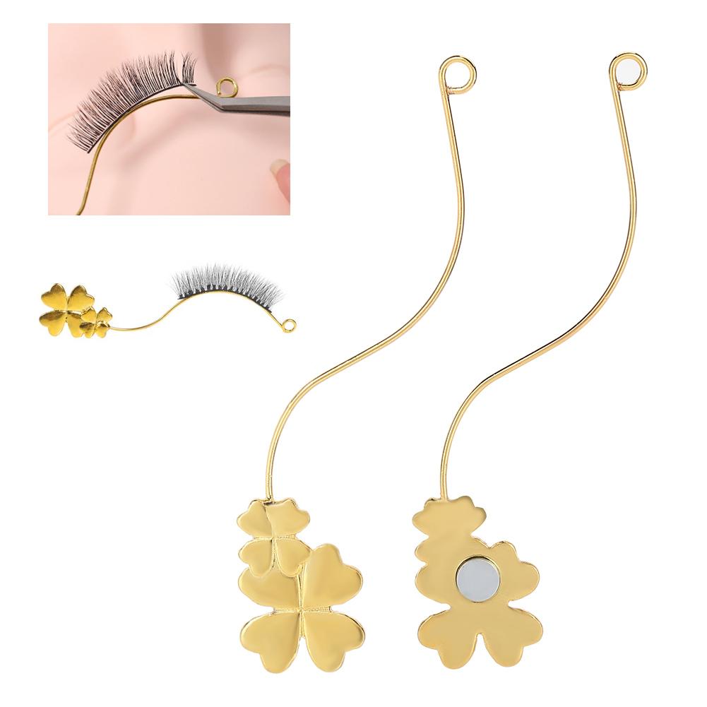 2Pcs Magnet Grafting Eyelashes Auxiliary Tool Metal False Lashes Extension Display Holder