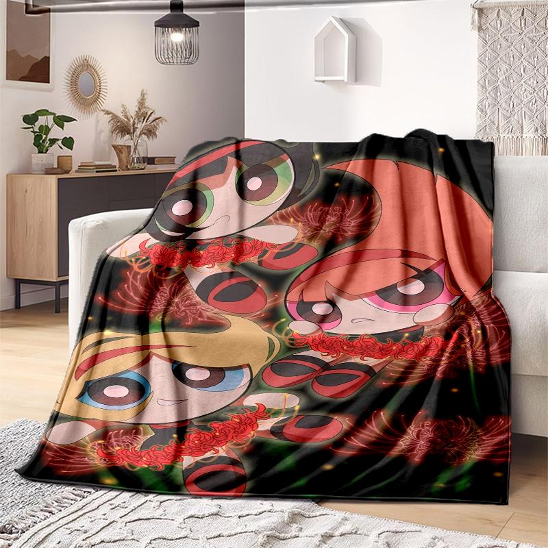 1PC The Powerpuff Girls Printed Blanket, All Season Lightweight Home Office Outdoor Nap Multifunctional Blanket A12