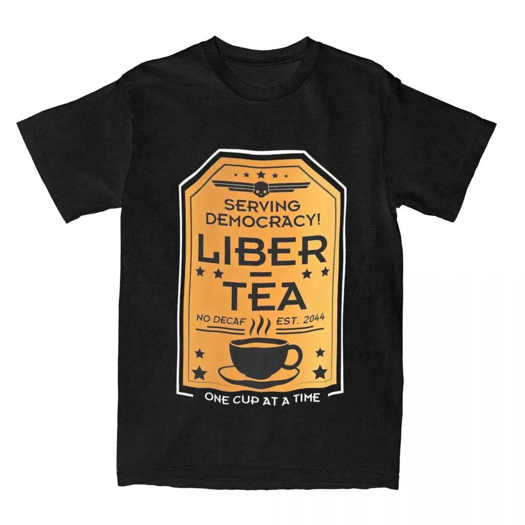 Helldivers 2 Liber Tea T Shirt Apparel Men Women Cotton Awesome Cup of Liber-Tea Tees Short Sleeve Clothing Graphic Printed