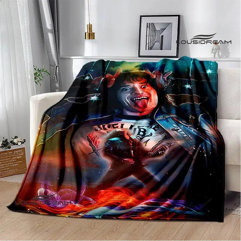 Eddie Munson Printed Flannel Throw Blanket Soft Cozy for Home Travel Bedding Perfect Birthday Gift 75X95CM