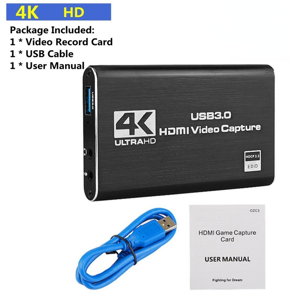 4K USB 3.0 Video Capture Card HDMI-compatible 1080P 60fps HD Video Recorder Grabber for OBS Capturing Game Card Live