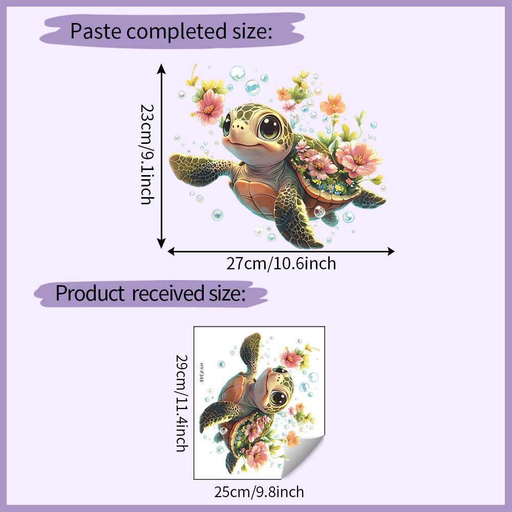 

Cute Turtle with Flowers Wall Sticker Self-Adhesive Removable Bedroom Living Room Hallway Dorm Home Decor Art Wholesale 25x29CM разноцветный