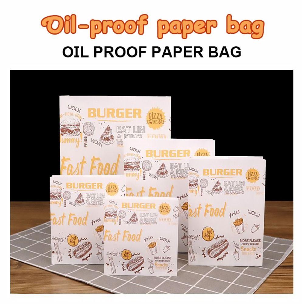 100PCS Non-stick Surface Non-stick Food Packaging Disposable Oil-proof Paper Bag Pancake Packaging