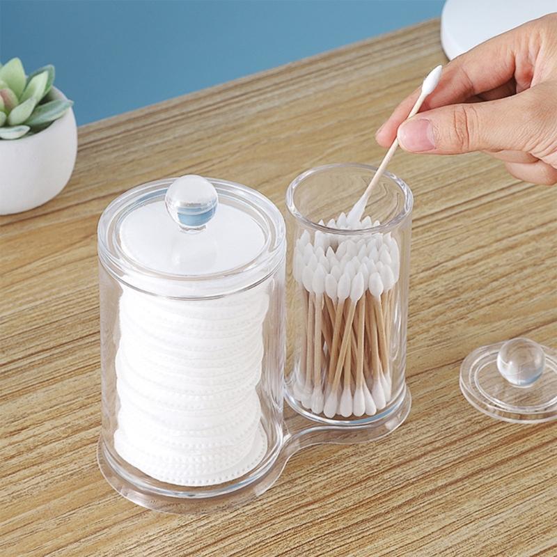 Multipurpose Clear Acrylic Storage Container Set With Lids Qtip Dispenser For Vanity Bathroom Countertop Organization