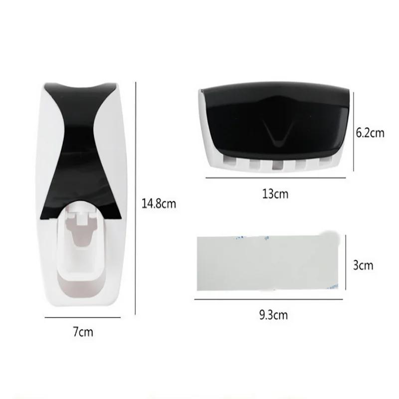 A Wall Mounted Toothbrush Holder with an Automatic Toothpaste Dispenser and a Bathroom Toothpaste Squeezer