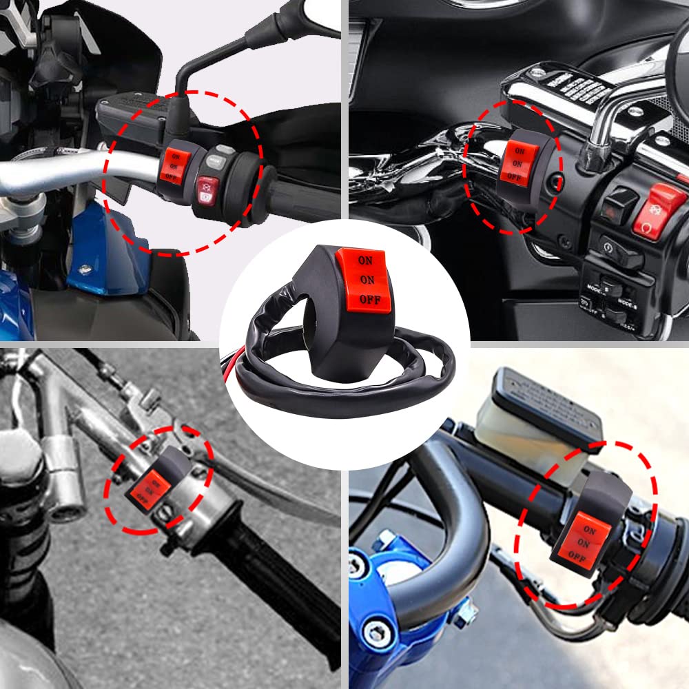 2Pcs Motorcycle Handlebar Switch 7/8" 12V ATV Handlebar for Motorbike Light Bike Light Spotlight 3 Position Control