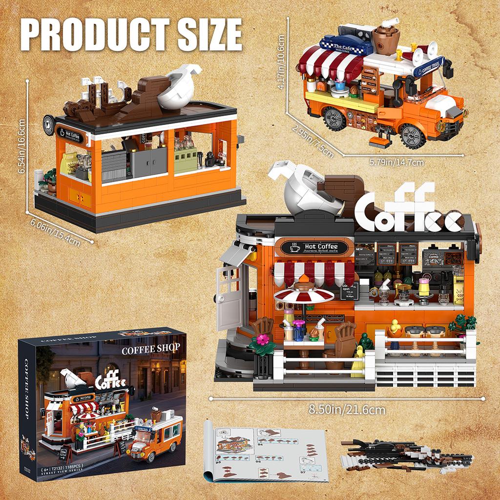 High-Quality 1185Pcs High-Quality Coffee High-Quality Themed High-Quality Car High-Quality Building High-Quality Block Play Sets High-Quality Coffee
