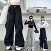 Girls' Wide-Leg Cargo Pants - New Spring/Autumn Style for Big Kids, Loose Casual Trendy Wear