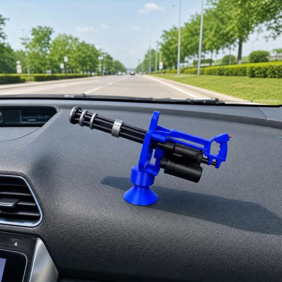 3D Printed Gatling Gun-shaped Figurine, Rotating Desktop Toy, Military Style Desk Decor, Funny Stress Relief Fidget Toy for Adults and Kids, Creative