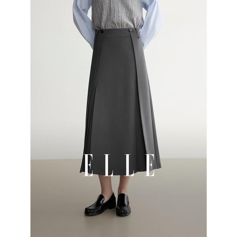 

ELLE High Waist Spliced Pleated A-line Skirt S