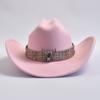 Cappello da Cowboy Trendy Retrò Stile Western da Donna Cappello da Cowgirl Rosa da Donna Cappelli Jazz a Tesa Larga