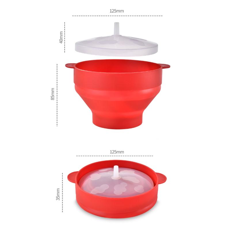 Good-Foldable Silicone Popcorn Bowl With Cover Reusable Oven-Safe Ideal For Home Entertainment Silicone Popcorn Popper