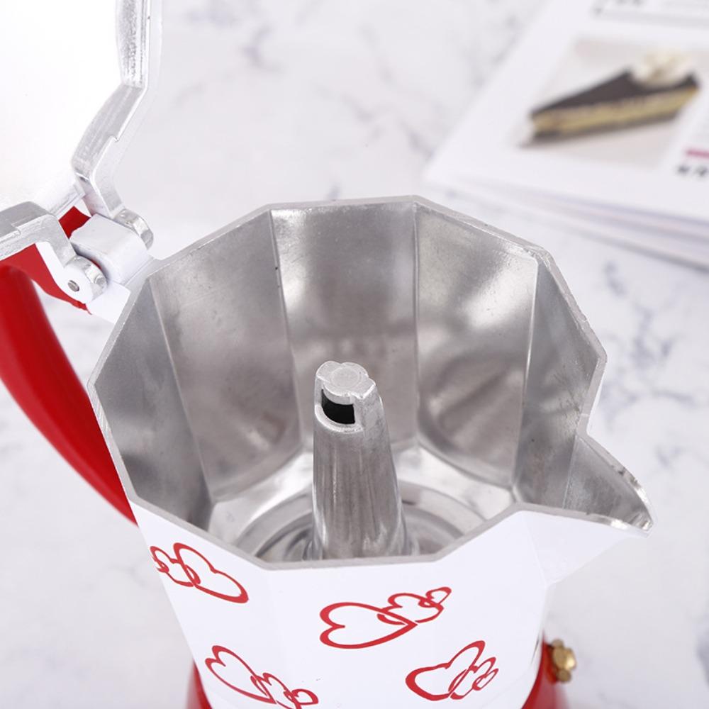 Household Heart Pattern Aluminum Mocha Pot Octagonal Classic Espresso Coffee Kettle 150/300ml Coffee Maker Pot Stovetop