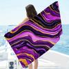 1Pc Microfiber Beach Towel Waterproof Sandproof 2D Flat Printed Purple Gold Marble Fluid Art Summer Vacation Pool Bath Towel
