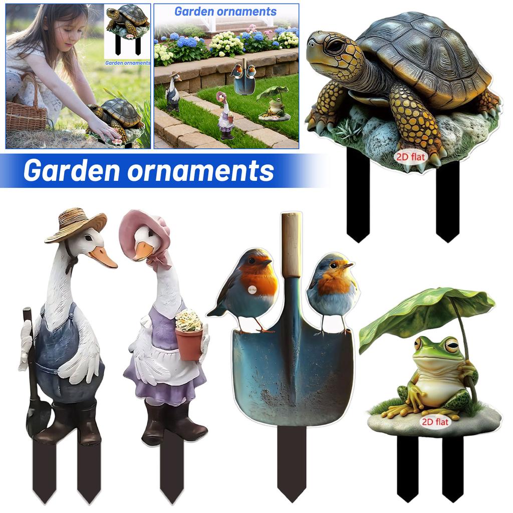 Acryl Tier Gartenspieß Entenfigur für Garten und Hausdekoration Flach 2D Außenornament für Rasen Weg Terrasse