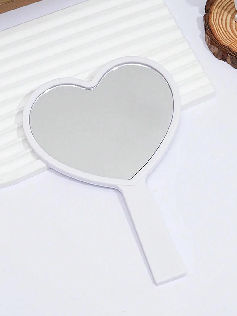 Heart Shaped Travel Hand-Held Mirror, Heart Shaped Makeup Hand Mirror with Handle, Portable Travel Mirror, Suitable for Gifts on Valentine's Day