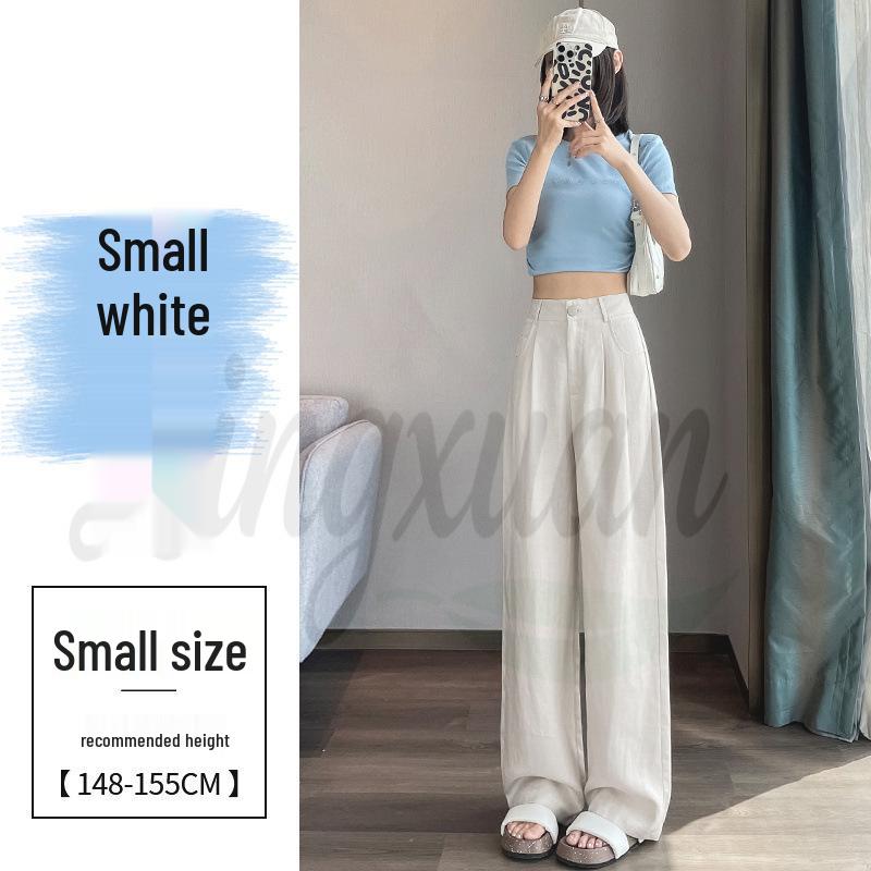 2026 Summer High-Waist Ice Silk Cotton Linen Wide-Leg Pants - Women s Casual Slim Fit S