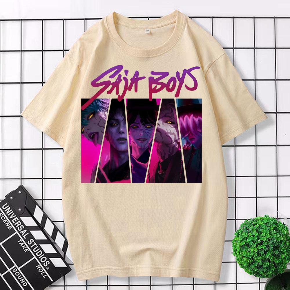 

Saja Boys Boy Band Футболка Kpop Вдохновленная фильмом Охотники на демонов Футболка Мужская Женская Одежда Хлопок Короткий рукав Футболка S