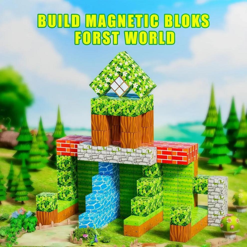 Minecraft Magnetic Cube Building Blocks - Suction Magnets for Kids, Perfect Christmas Gift