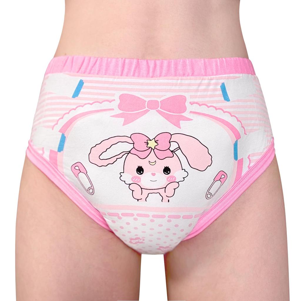 LittleForBig Dospělé tréninkové kalhotky Roztomilý design [Králiček] Elastický pas Pružné Nepropustné Prodyšné Lze prát v pračce Růžové M