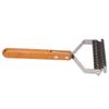 Pet Grooming Brush Stainless Steel Double Sided Dematting Deshedding Brush Dogs Shedding Tool with Wooden Handle