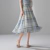 SOFSIL 100% Silk Retro Plaid A-line Midi Skirt