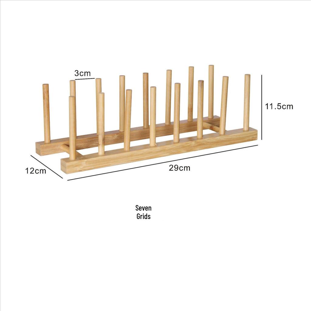 Multi-Functional Bamboo Dish Drying Rack for Cups, Plates, and Bowls