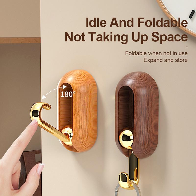 4PCS Self Adhesive 360° Rotating Wall Hook Strong Without Drilling Coat Bag Bathroom Door Kitchen Towel Hanger Hooks Home Storage