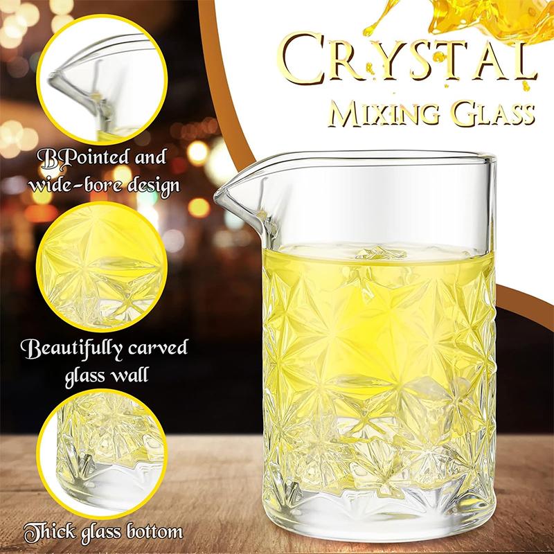 Crystal Cocktail Mixing Glass 700ml Seamless Thick Weighted Bottom Wine Glass Drink Whiskey Stirring Glass for Bartender Tools