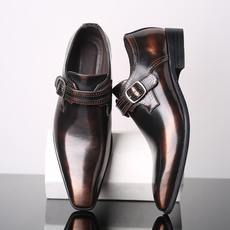 Luxury Genuine Leather Men's Dress Shoes Fashion Business Casual Leather Shoe Slip on Office Oxfords Wedding Party Shoes for Men