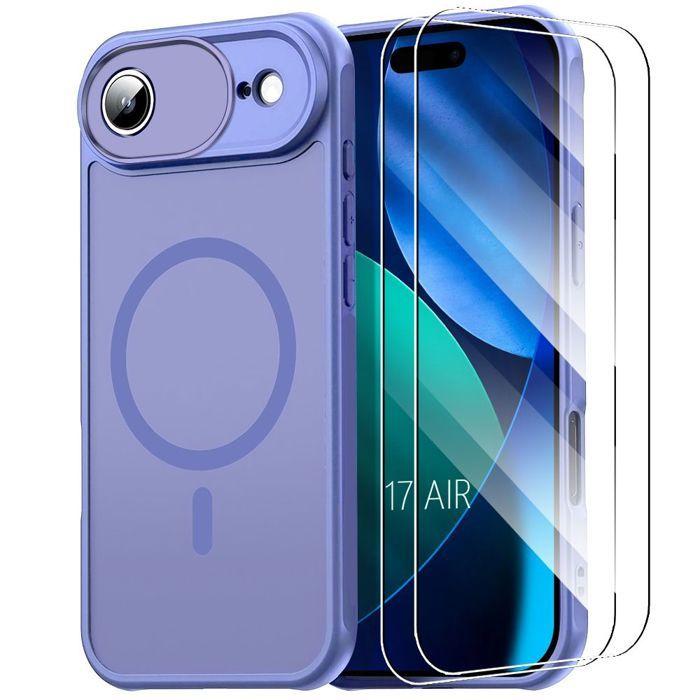 Coque de Protection - BOOLING - pour iPhone Air - avec Cercle Magnétique Film Caméra - Bleu - 2 Vitre