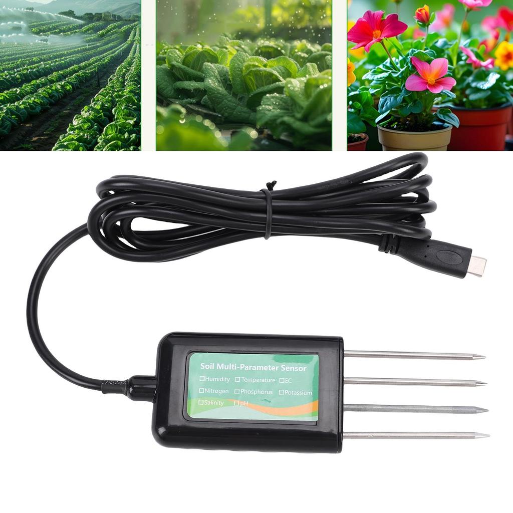   Soil NPK Sensor 8 in 1 Water Proof PH EC Temperature Humidity Detector for Garden Farm  