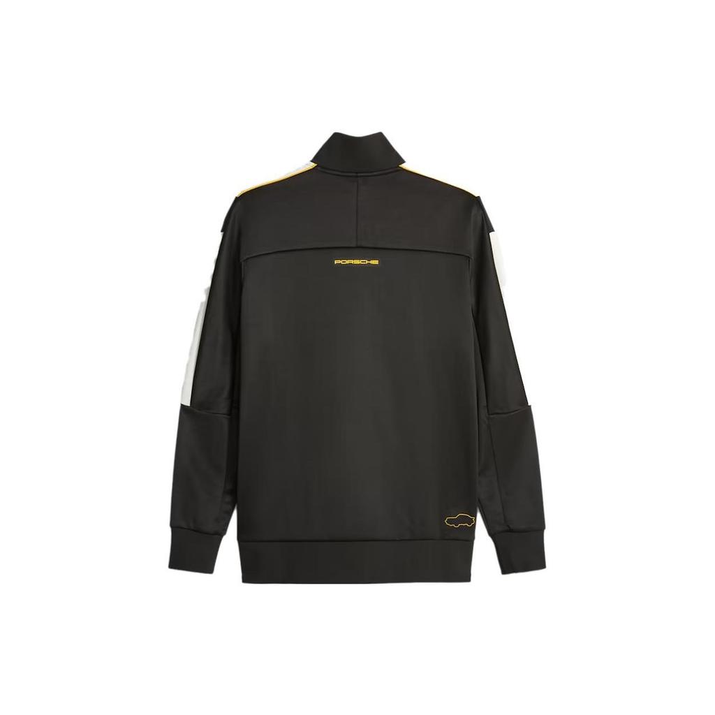 Puma Porsche Legacy MT7 Letter Logo Printed Stand Collar Zip Jacket Retro Sports Jacket Men Jacket Black 621017-01