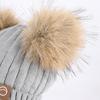 3Pcs/Set Children Winter Hat Scarf Gloves Set Plush Lining Fluffy Ball Decoration Knitting Hat Neckerchief Gloves Set