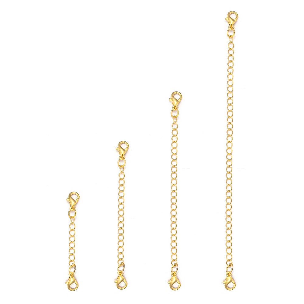 8pcs/Lot Plated Brass Extension Chain with Lobster Clasp for DIY Jewelry Making Bracelet Necklace Tail Extender Chains Supplies