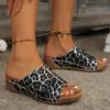 Tendência de dedo aberto feminino cunha verão moda leopardo estampa respirável confortável sandálias mulher fivela calçados femininos
