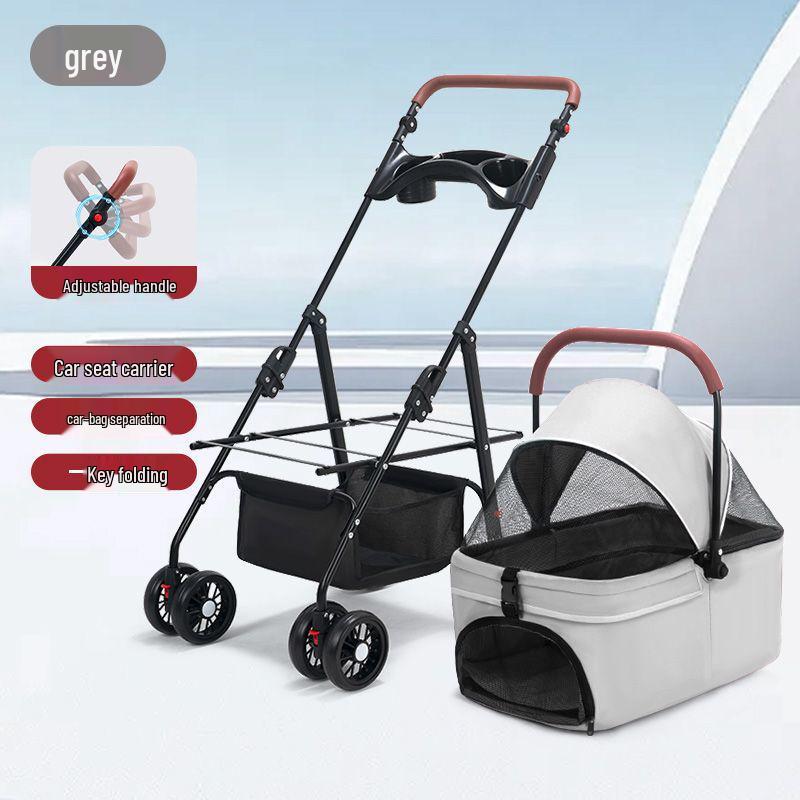 Lightweight Foldable Pet Stroller with Detachable Basket for Dogs and Cats