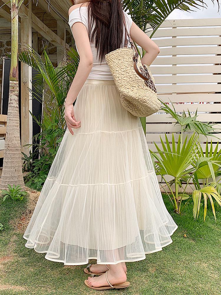 2026 Spring Plus Size Women's Korean Style Patchwork Elastic Waist Skirt