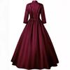 Vintage Victorian High Neck Ruffled Maxi Dress, 3/4 Sleeve A-Line Renaissance Gown for Women, Ideal for Cosplay, Halloween and Masquerade Parties