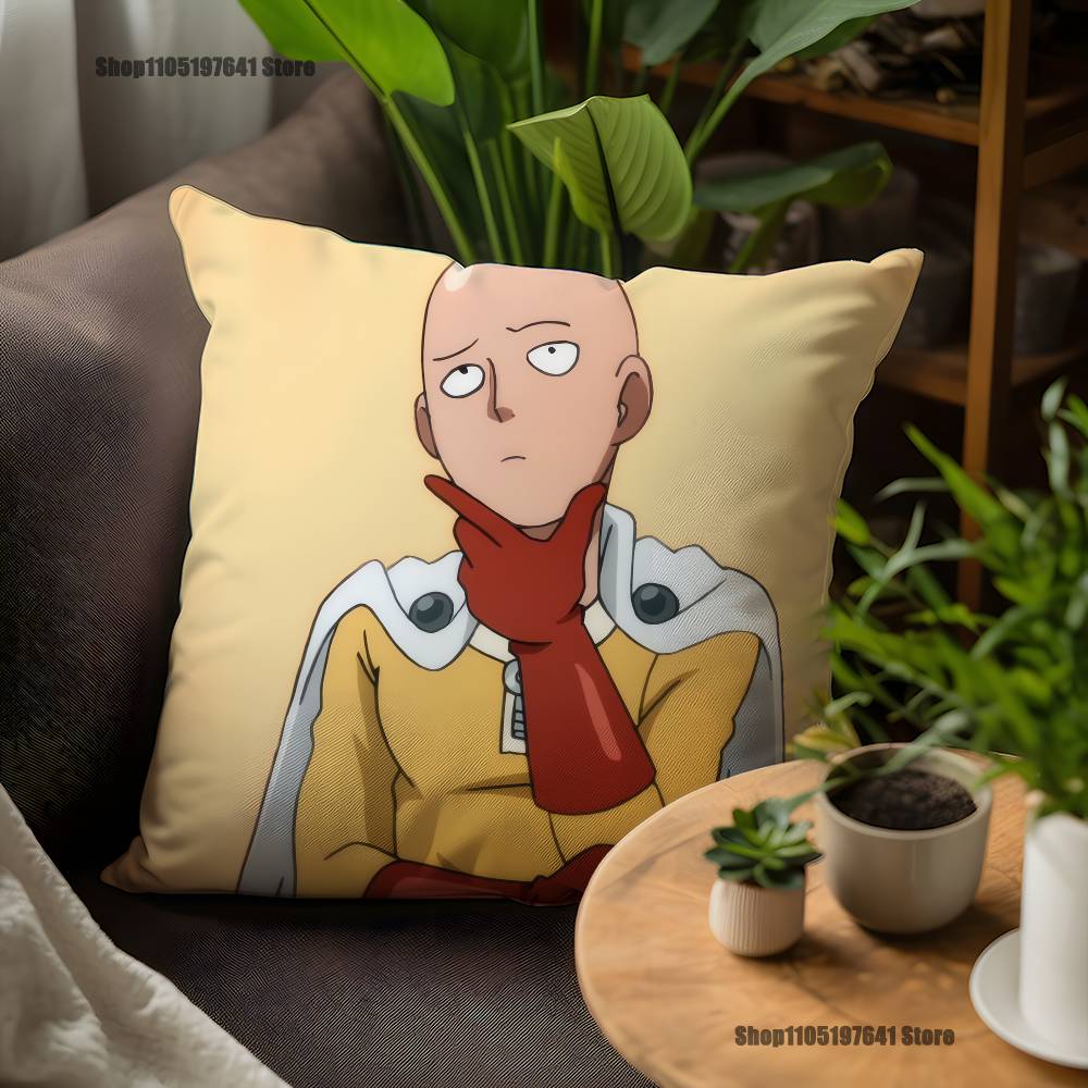 One P-Punch Man Saitama Pillow Case For Sofa Decor Car Office Room Printing Cushion Cover Decorations and Protector