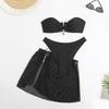 New European and American Swimsuit, Three-piece Set of Solid Color Metal Buckle Women's Split Bikini Swimsuit