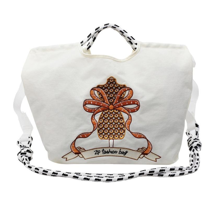 Niche shopping bag Embroidery flower portable small satchel bag Lightweight shopping messenger bag Mobile phone bag Women's fashion shoulder bag