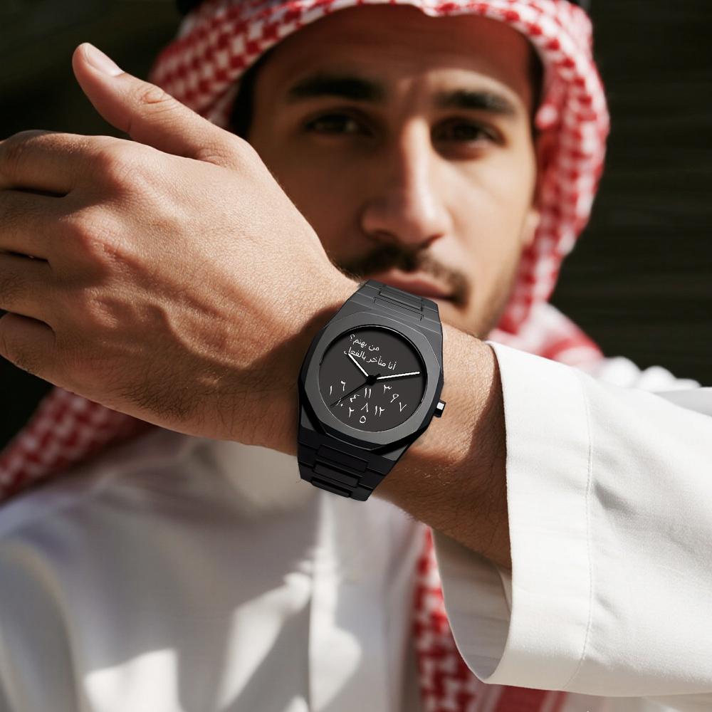 Men's Business Casual Graffiti Style Arabic Numeral Quartz Watch Polycarbonate Waterproof Watch Men's Gift Fashion Luxury