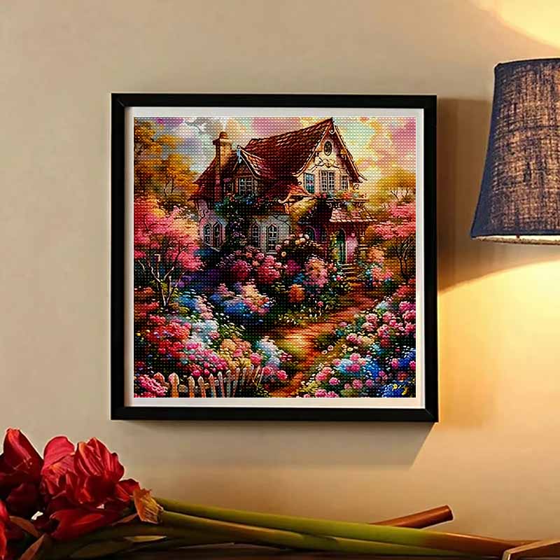 New Arrival 5D DIY Full Circle Diamond Painting "Castle Garden" Embroidery Cross Stitch Home Decor Gift