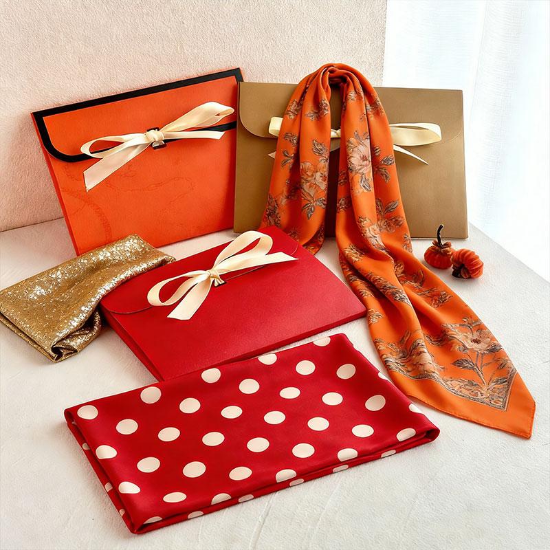 1Pc Silk Scarf Packaging Gift Wrapping Gift Box Practical Packaging Box Minimalist Envelope-style Pearlescent Paper Ribbon
