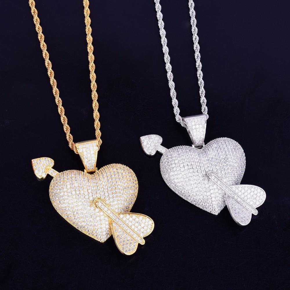 European and American Diamond Inlaid Love Pendant Necklace with One Arrow Piercing The Heart Environmentally Friendly Cupid Arrow