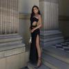 European and American Style Foreign Trade Hot-Selling Designer Dress 2023 New Women's Tube Top Style Hollow-Out Slit Dress