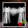 1Pair White High-quality Silk Ribbon Romantic Pearl Bud Party Decor Supplies Wedding Car Decoration Lace Flowers Chair Bow Tie