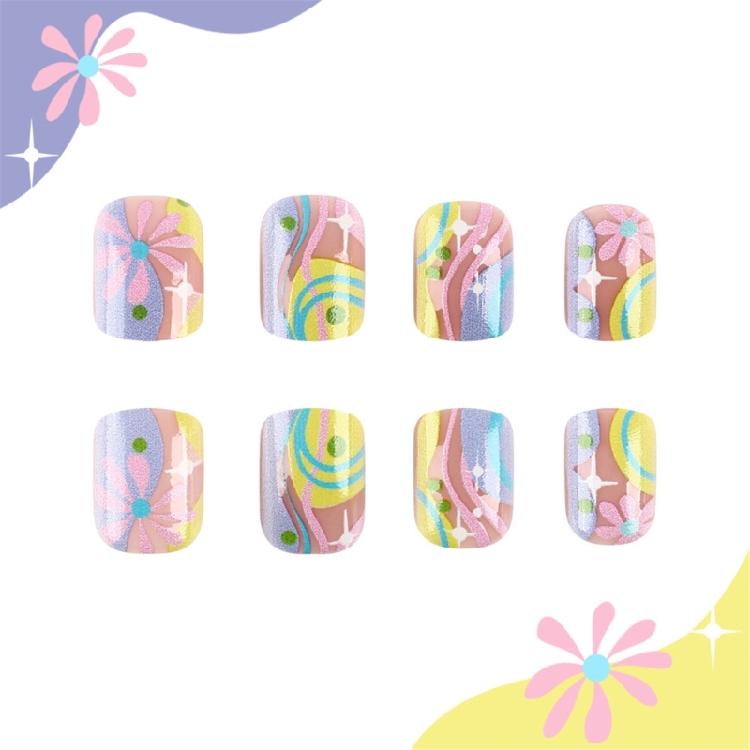 Quadratische Nagelspitzen Blume Falsche Nägel Aufkleben Auf Nagel Aufkleben Nagel Press-On-Nagel Künstliche Falschnägel für Damen und Mädchen