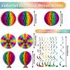 36 Pieces Reusable Birthday Decoration Set - Happy Birthday Banner, Bunting, Beehive Decoration, Ribbons (Confetti Rainbow Party Decoration)